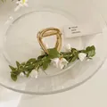 Elegant gold lily of the valley hair claw clip with white flowers and pearls - Flower Vine Lily of the Valley
