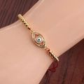 Detail of 18K gold-plated Evil Eye beaded bracelet with colorful zircon and red cord - CB0188CX+Copper Bead Red Rope-Red Rope Gold Round Beads Colorful Zirconia Evil Eye