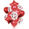 Set dettagliato di palloncini rossi in lattice, coriandoli, cuori e stelle per feste - Rosso