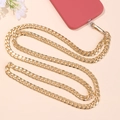 Golden crossbody metal chain strap for phone cases with lobster clasp and clear tab - 9mm Hexagonal Polished Aluminum Chain Gold / 54g