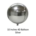 32-inch silver 4D round foil balloon with metallic mirror finish for party decoration - 32 Inch 4D Balloon / Silver