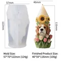 Silicone mold for DIY Beagle puppy candle with sunflower and tulip floral details - GJ-198 Beagle Dog Sunflower Tulip