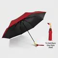 Three-fold red umbrella with creative duck head wood handle and sun protection coating - Black Glue Coating / Red