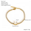 18K vergulde roestvrijstalen tennisarmband met vierkante en ronde zirkoniasteentjes - Vierkante Witte Zirkonia Stijl (1915)