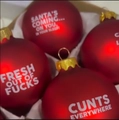 Funny red matte Christmas ornament featuring bold white novelty prank lettering for holidays - Red 12pcs Set