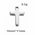 Polished silver stainless steel cross pendant charm with 16mm x 11mm dimensions - Steel Color Cross 7#