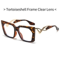 Chic leopard print cat-eye sunglasses with golden temple accents and clear lenses - Tortoise Frame Clear Lens