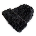Women's minimalist black plush faux fur knitted beanie for winter warmth - Black