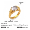 18k vergoldeter Edelstahlring mit ovalem Zirkon und strukturierter Oberfläche - Ovaler Zirkonia-Stil / Gold