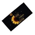 Elastic yoga headband in black featuring yellow sunflower prints and quote - 15# Sunflower English Quote