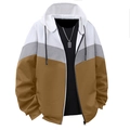 Giacca da uomo con cappuccio e zip con design a blocchi di colore bianco grigio e marrone - S / Marrone