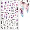 F944 tulip nail stickers with purple flowers and dream decorative patterns - F944 (Purple Pink Shadow Flower)