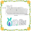 Easter rabbit egg silicone mold with Ostern letters for DIY resin hanging decorations - Rabbit Flower Tall Style / Easter Letter Ornament 005