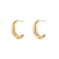 Matte 18K gold plated C-shaped hollow earrings with micro-inlaid star zircon stones - Rhinestone Star Moon Earrings
