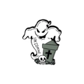 Ghost and tombstone Halloween enamel pin with I'M COMING text and skull detail - Ghost Tombstone Style (XZ3110)
