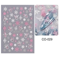 Pink and white snowflake and snowman nail stickers style CO-029 for winter manicures - CO-029