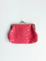 Petit porte-monnaie rose en denim avec motifs étoiles dorées et fermoir à clip vintage - Rose Rouge
