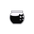 Cute black cat in a fishbowl enamel pin, unique cartoon alloy metal badge for accessories - Black Cat in Fish Tank (C2405-5)