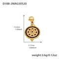 18k gold plated stainless steel pendant with black zircon in petal radial pattern - D188-2 Gold Zircon Pendant (Black) 1PC