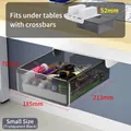 Small under-desk drawer storage box in smoke gray for office desk organization - Transparent Black / 52mm Riser / Small