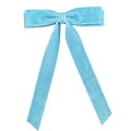 Sky blue velvet bow hair clip with long ribbons for girls, ballet style princess hair accessory - Sky Blue
