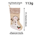 Calza di Natale in lino con pupazzo di neve, altezza 45 cm e larghezza di 25 cm - Stile Pupazzo di Neve Con Polsino a Righe