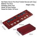 Foldable chestnut pine wood Mancala board game with 48 glass pieces and metal clasp - Chestnut Pine Mancala With Lock