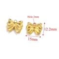 Golden stainless steel bow pendant charms with dimensions 15mm for DIY jewelry making - Gold-E (1.83g)