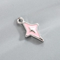 Pink and silver metal star pendant for DIY jewelry on a grey textured background - Pink Cross Star Enamel (Accessory 038-4#)
