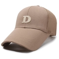 Khaki mesh baseball cap with embroidered letter D and breathable cooling fabric - Letter D Style / Coffee