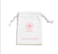 White cotton drawstring pouch with floral logo for flower hair claw storage - Drawstring Bag (1 Piece)