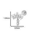 Silver crown labret stud with zircons and drop pendant, 1.04cm height, stainless steel - Crown Pendant (HSPJ0154-3#) / Silver