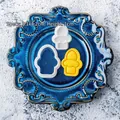 Christmas snowman cookie cutter 3.1x4.2cm small white plastic baking tool on blue plate - Candle