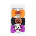 Set of 3 Halloween hair bows featuring pumpkin ghost and candy corn charms - Set of 3 / Halloween