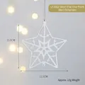Silver star-shaped metal ornament with hollow snowflake pattern 11.5cm for Christmas - Silver Flat Star