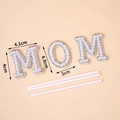 Silver MOM cake topper with elegant pearls and sparkling rhinestones for decoration - Small Pearl White MOM 5sets