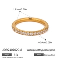 Gold plated stainless steel ring with micro-paved cubic zirconia and product dimensions - Gold Full Diamond Eternity Ring Style-Size 8 (JDR2407020-8)