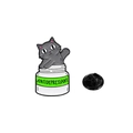 Lustige Antidepressiva Katze Emaille-Anstecknadel mit weißem Pillendosendesign - Weiße Antidepressiva-Flasche Katze