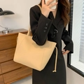 Grand sac à main fourre-tout en cuir PU kaki pour femme style professionnel chic - Kaki