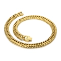 Polished gold double-woven curb chain necklace for men in high-quality titanium steel - Gold Necklace (Box Clasp) / 45cm