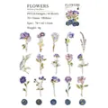 Blue dried flower PET stickers and wax seal stamps set for journal decoration, 40 pieces - 40 Pieces / Starry Night Blue