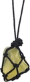 Colgante de fluorita amarilla natural irregular con collar de malla tejida en negro - Citrino