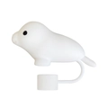 Cute white silicone seal straw topper dust cap accessory for 10mm drinking straws - White Seal Style (5)