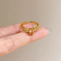 925 silver gold plated ring with champagne oval gemstone and double row pave diamonds - Oval Champagne Diamond