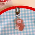 Cute acrylic monkey and bear keychain with pink cheeks and silver metal D-ring buckle - Cute Monkey