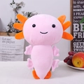 Peluche di axolotl rosa con branchie arancioni in un ambiente domestico accogliente - 20cm / Arancione Rosa