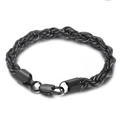 Minimalist black stainless steel twist chain bracelet with secure lobster clasp finish - 20cm / 8mm / Black