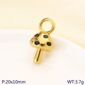 Pendentif champignon doré en acier inoxydable avec points noirs et émail 20x10mm - Champignon Doré à Pois Noirs (KLJ10208-ZLA)