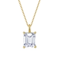 Elegant gold necklace featuring a rectangular emerald cut clear zircon stone pendant - SLZN27-14K-5X7 Gold Rectangle