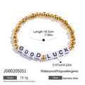 Details van 18K goud roestvrijstalen armband met GOOD LUCK kralen en specificaties - Good Luck Alfabet Kralen Armband (JDB0205051)